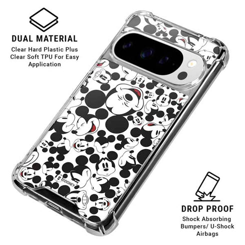 Disney Mickey Mouse Face Pattern Google Pixel 10 Pro XL Clear Case